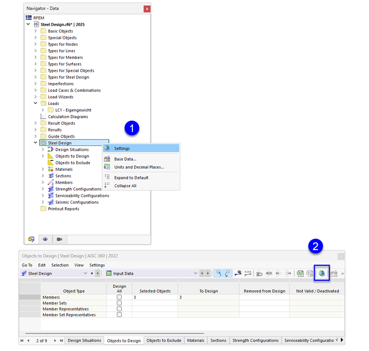 Opening Dialog Box "Global Settings"