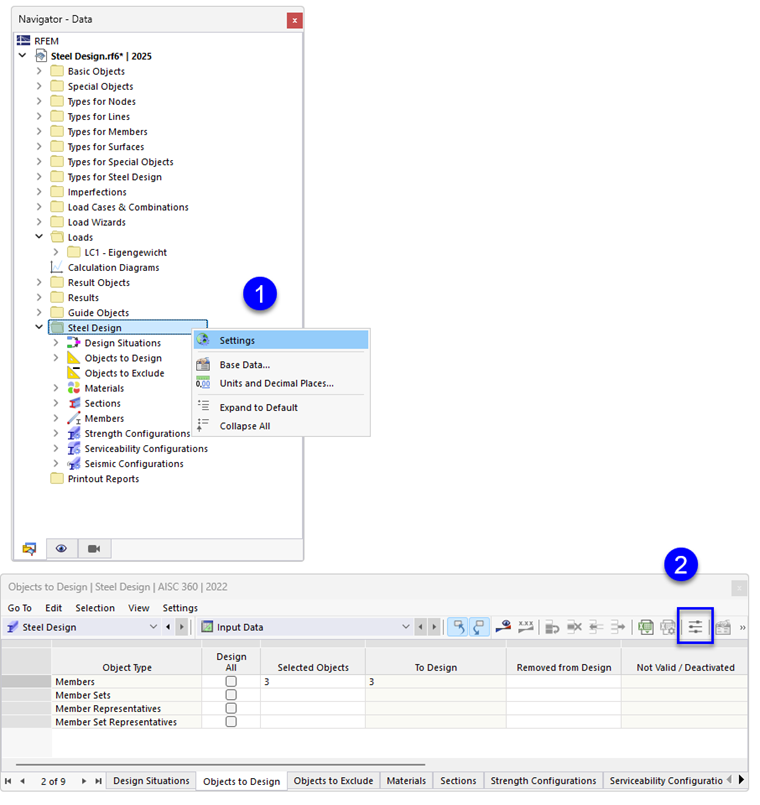 Opening Dialog Box "Global Settings"