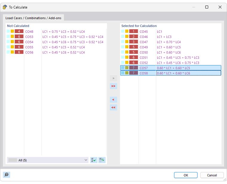Selecting Load Combinations of Design Situation
