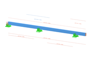 A continuous reinforced concrete beam, displayed in a structural analysis, shows the distribution of forces.
