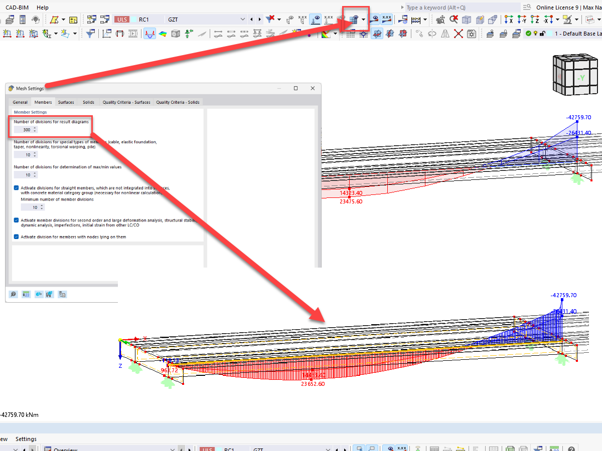 Refinement of result diagrams by member division