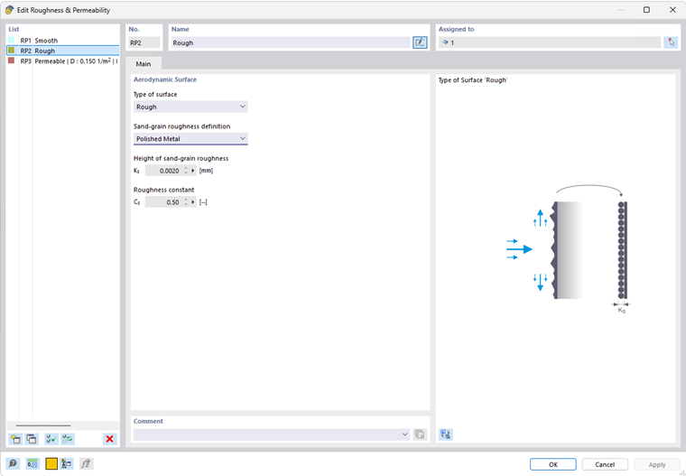 Edit Roughness & Permeability Dialog