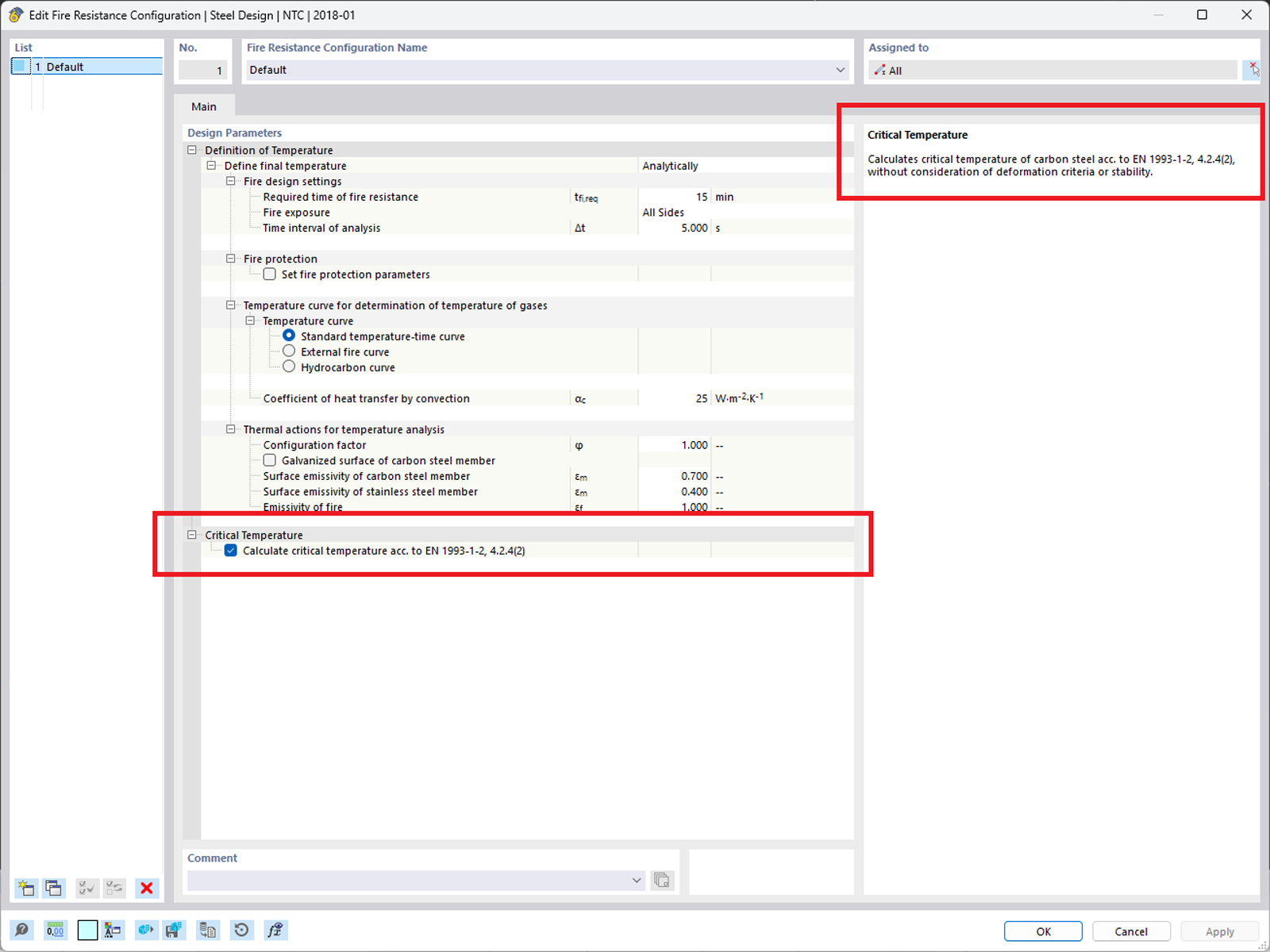 Critical steel temperature can now be determined for NTC standard using the Steel Design add-on.