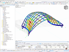 Detail of precamber and prestress in a timber structure.