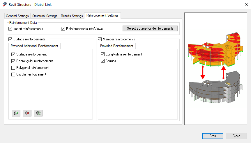 Detailed view of reinforcement settings in engineering software, shows options for adjusting reinforcement parameters.