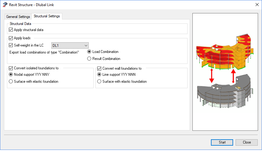 Graphical display of structural properties with technical details on materials and nodal connections.