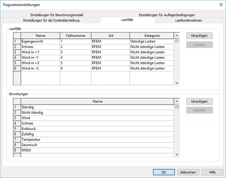 Structural Analysis Settings