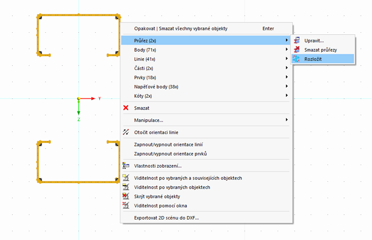 You need to modify the timber cross-section, because it overlaps with parts of the steel cross-sections. The easiest way is to delete the timber part and split the steel cross-sections into individual parts. This facilitates the work with them.