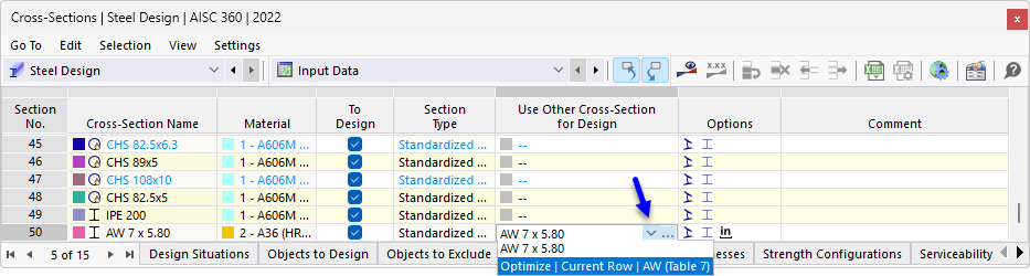 Optimize Cross-Section