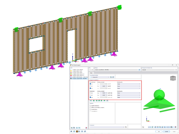 Shear wall nodal supports at hold-down locations
