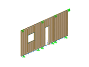 Timber shear wall with nodal and line supports for hold-down and shear connector design