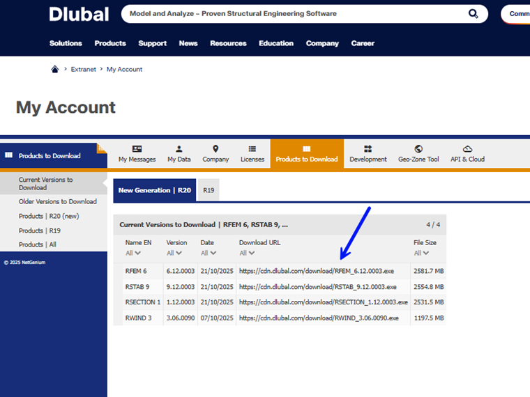 Download current version of RFEM 6