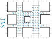 A high-rise building in city blocks – probes position