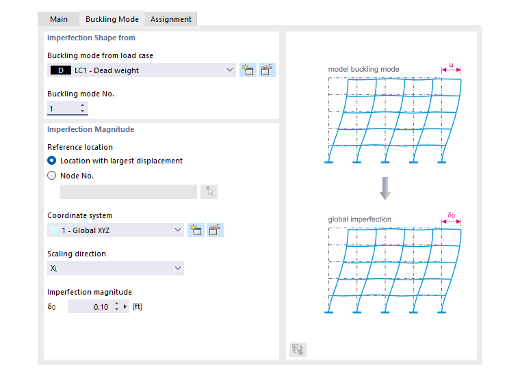Specifying a buckling mode from the stability analysis