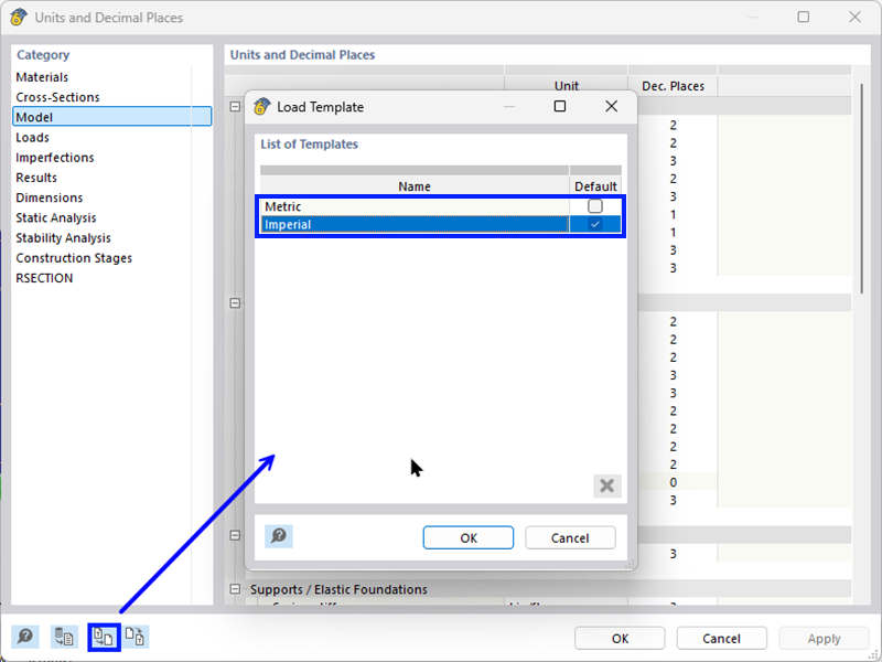 "Units and Decimal Places" Dialog Box
