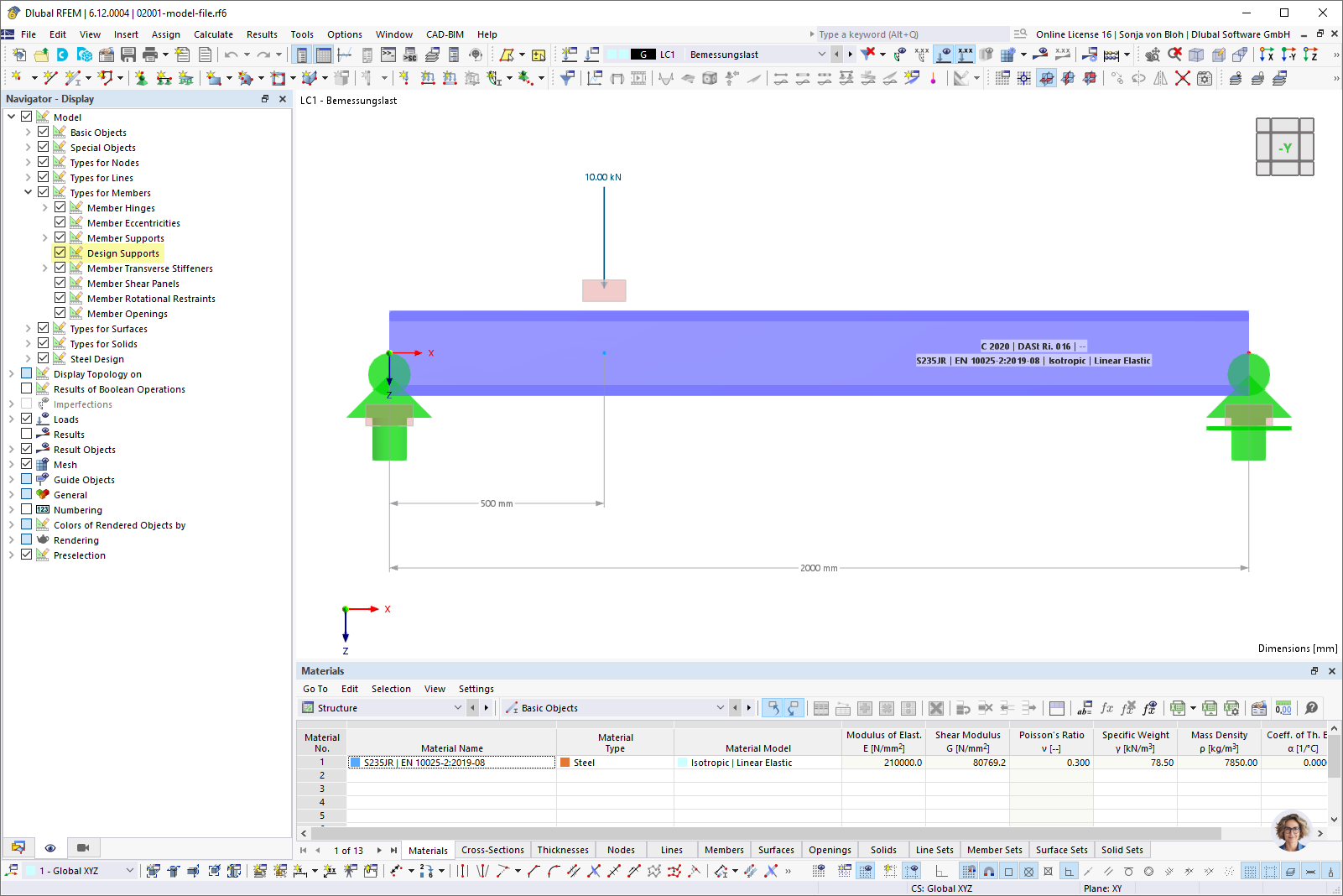 Navigator – Display of design supports