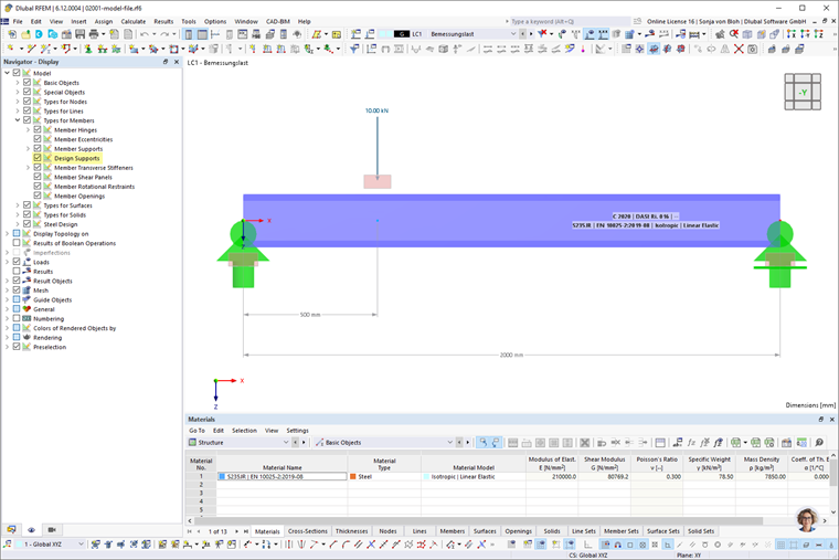 Navigator – Display of design supports