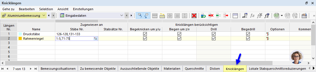 Effective Lengths – Assigning Type in Table