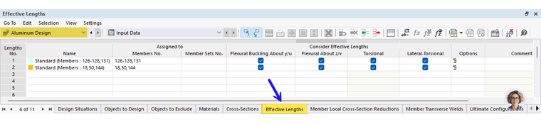 Effective Lengths – Assigning Type in Table