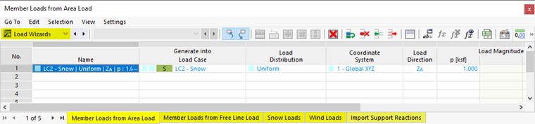 Load Wizards in Table