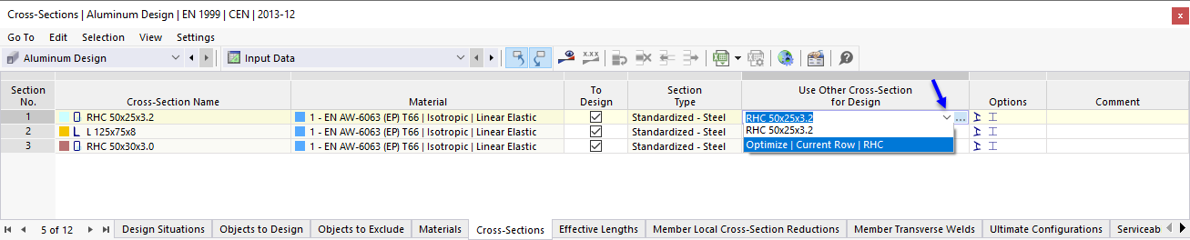 Cross-Section Optimization