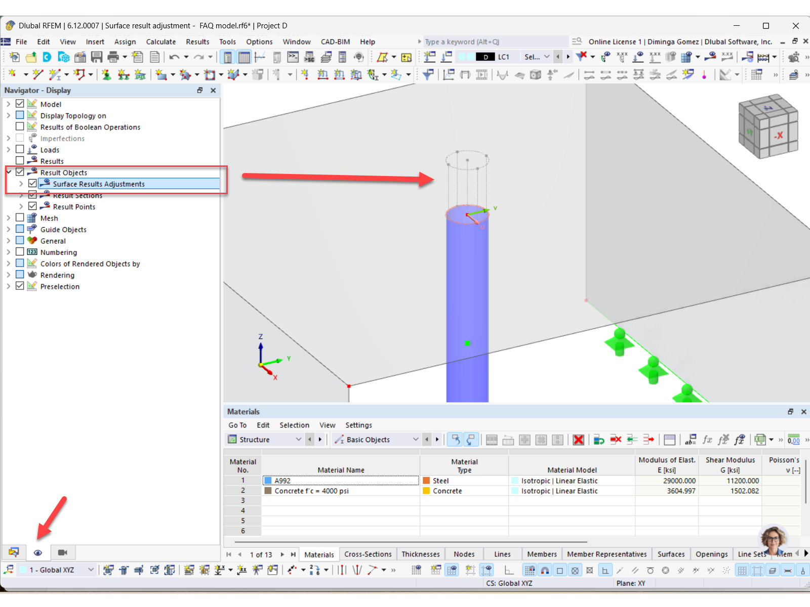 Display Surface Results Adjustments