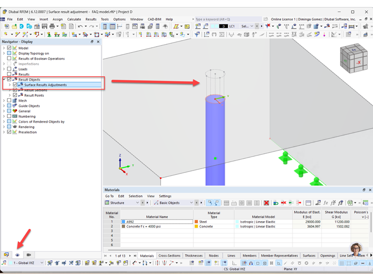 Display Surface Results Adjustments