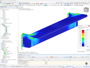 Stress calculation of a steel beam with display of the equivalent stress distribution.