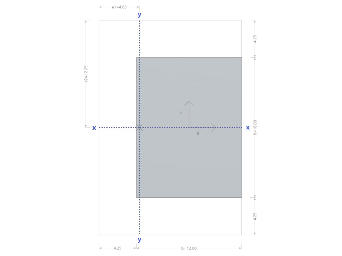 Ground plan of edge column with dimensioning