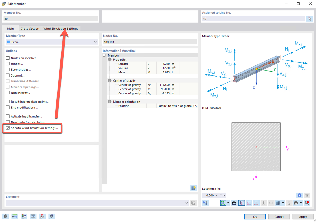 Activating Specific Wind Simulation Settings