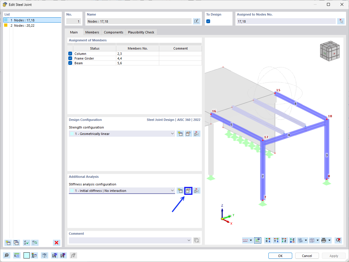 Edit Stiffness Analysis Configuration