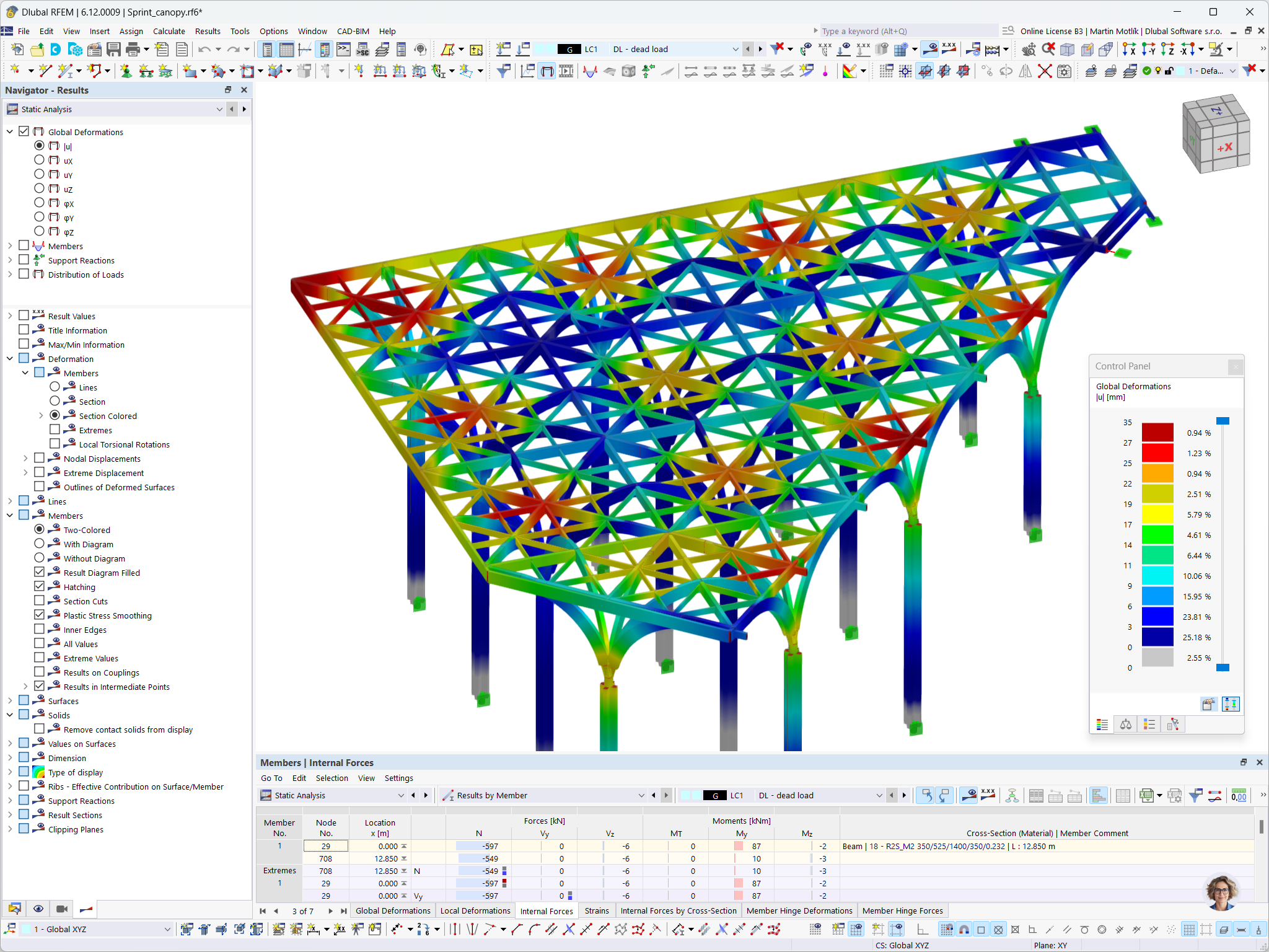 Display showing global deformation results of timber structure by Ergodomus in Singapore.