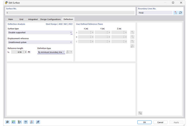 Specifying Surface Type, Displacement Reference, and Reference Length of Surface