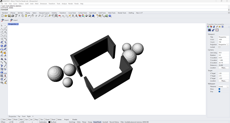 Simplified 3D model in Rhino for ventilation and airflow simulation