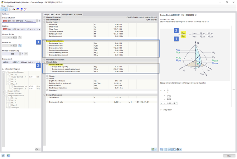 Design Check Details | Members | Concrete Design | EN 1992 | DIN | 2015-12