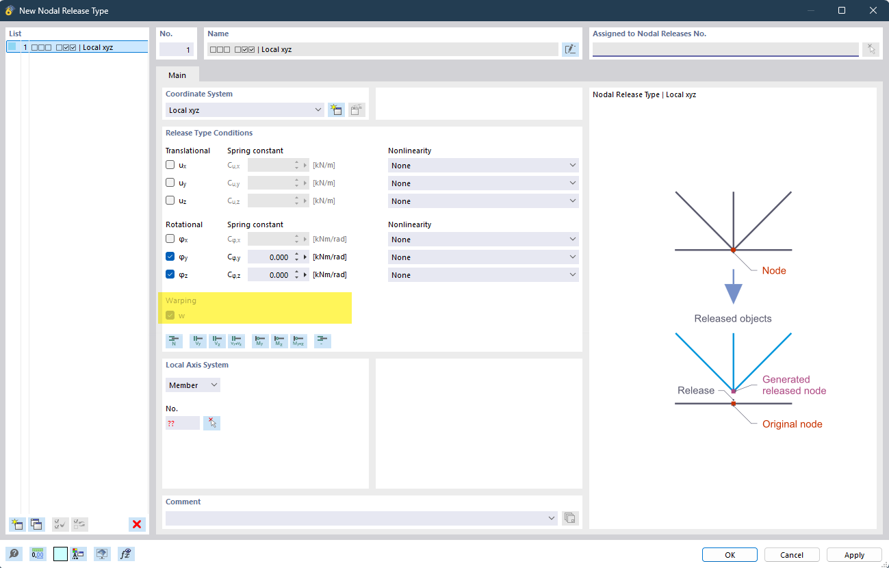 Dialog "Nodal Release Type"
