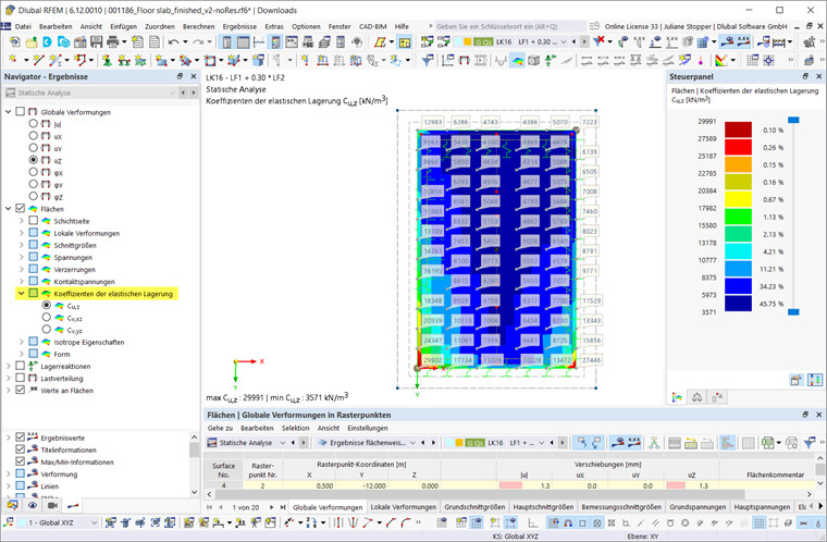 Foundation slab with surface support created using the constrained modulus method.