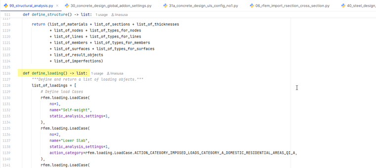 The image illustrates the process of defining loads using the API, focusing on input and manipulation of loading conditions within the software environment.