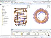 Views of a timber lookout tower modeled in the RSTAB software.