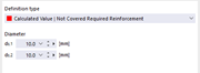 Definition Type | Calculated Value – Uncovered Required Reinforcement