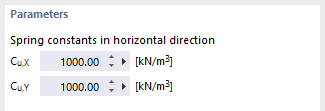 Input box for assignment of specific settings in the Constrained Modulus Method dialog box.