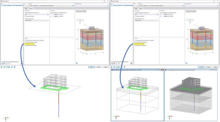 Visualization of the “Generate Soil Solid” option for the constrained modulus method within the Dlubal software.