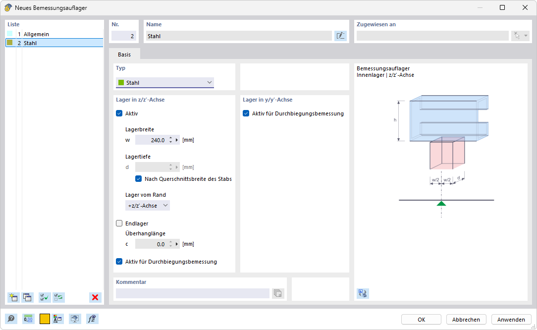 Dialog Box "New Design Support"