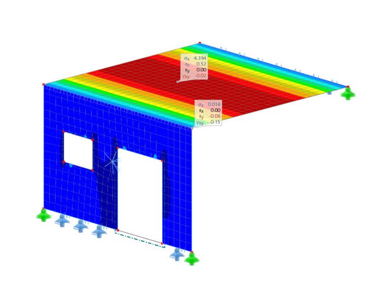 Strain in x-direction on a multilayer surface.