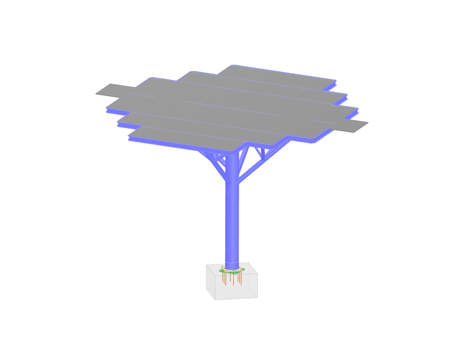 Steel structure of modern solar tree for generating renewable energy