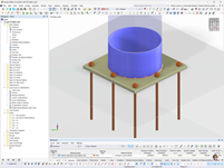 Detailed view of a column base connection with structural components in an analysis software.