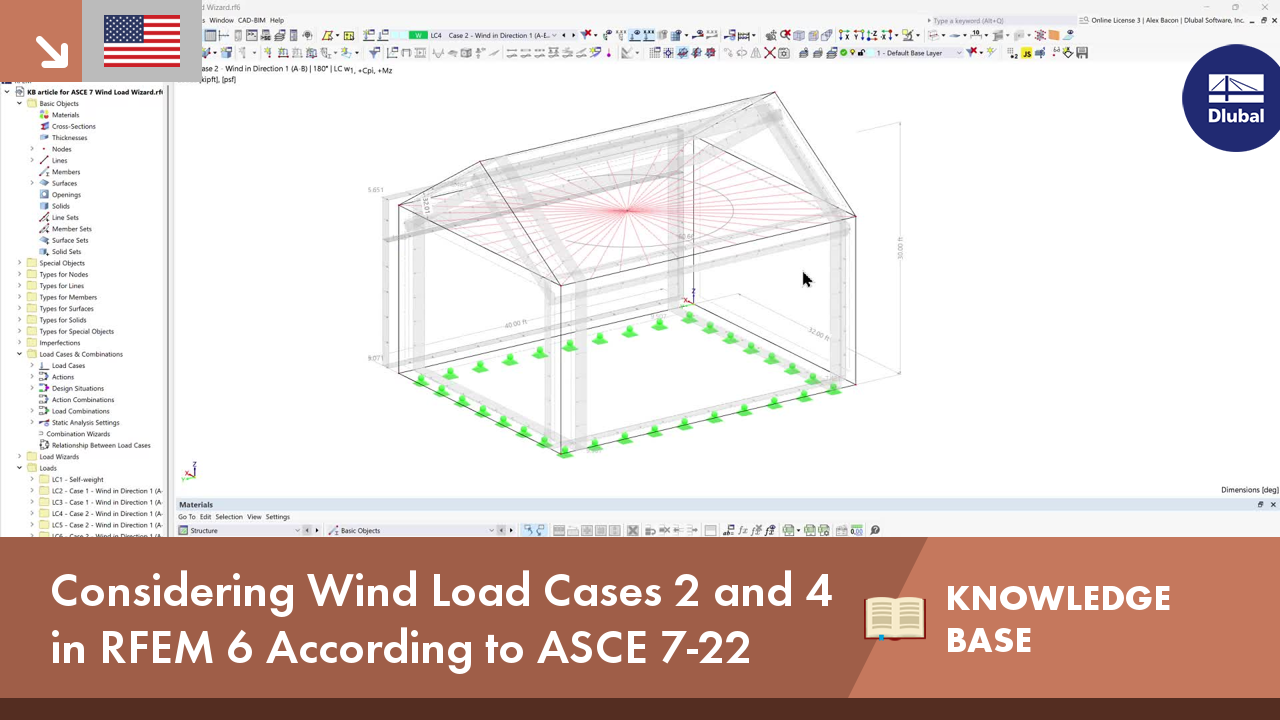 RFEM 6: ASCE 7-22 Wind Load Cases 2 & 4 Verified