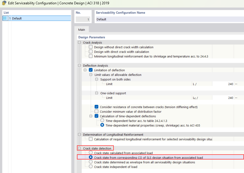 KB 2033 | Crack State Detection in the Serviceability Configuration