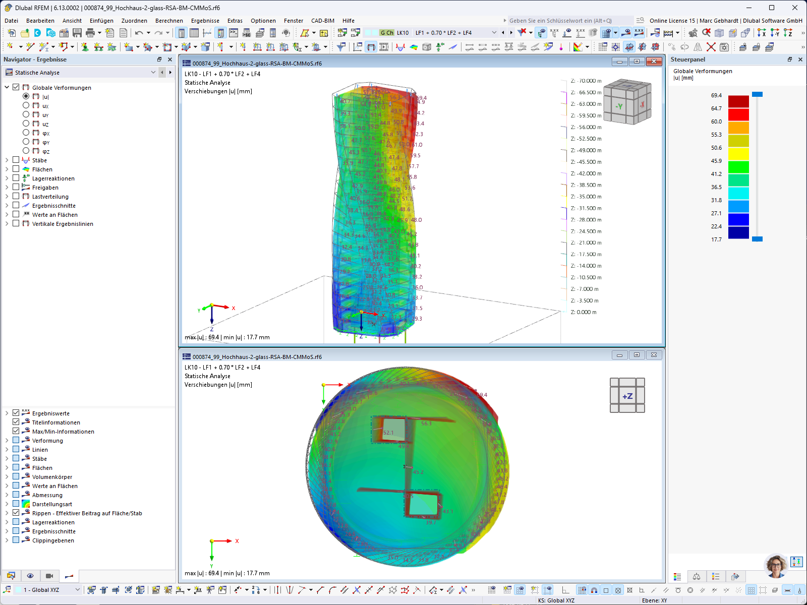 KB 1967 | Total deformation due to torsional wind load