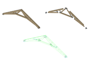 Technical details of structural trusses with raised struts in a structural analysis model.
